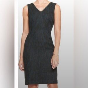 $1760 Jil Sander Gray V Neck Midi Shift Sheath Wool Dress